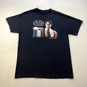 Vintage Office Space T-Shirt Adult Medium Black Movie Come In Saturday y2k 2004